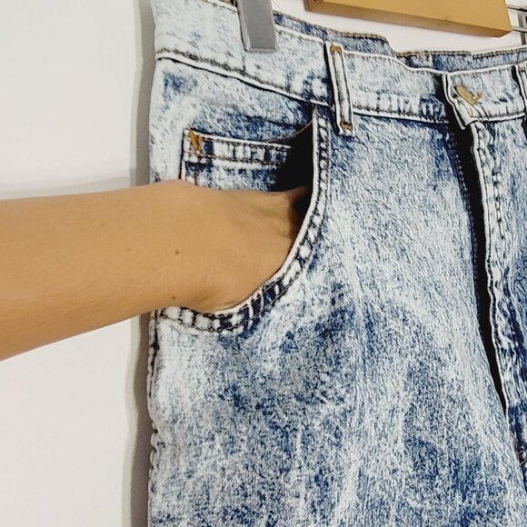FIORI Blu Vintage Blue Cotton Acid Wash Pockets High Rise Jean Retro Size 34 - Picture 7 of 16